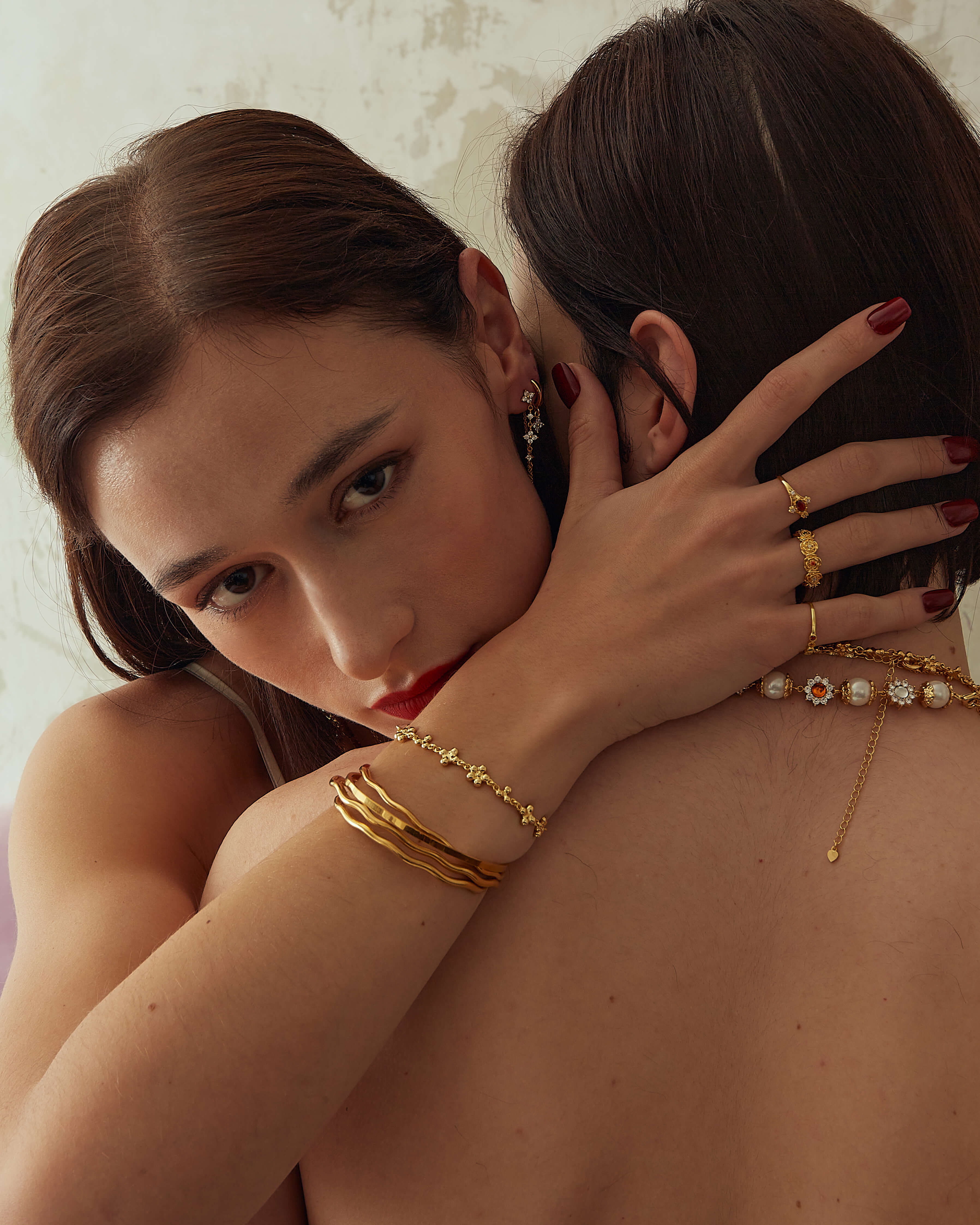 Golden Wave Stacked Bangle