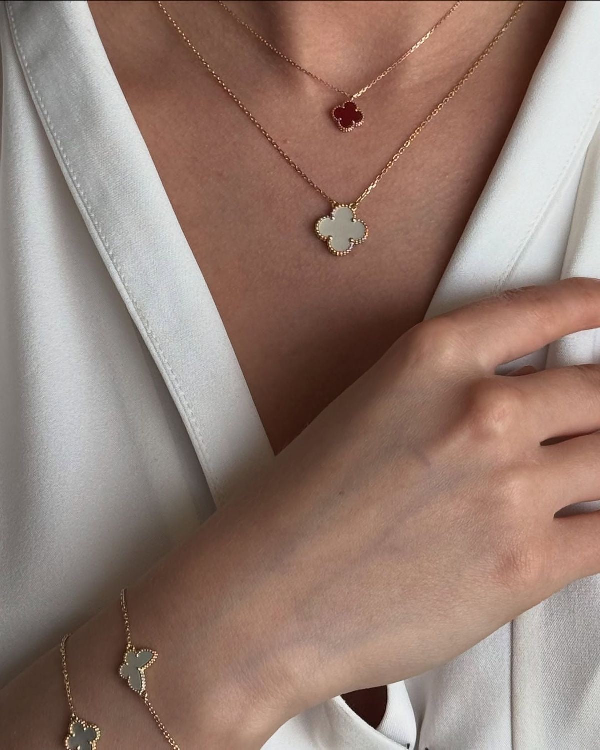 Clover Leaf Pendant Necklace in 18K Gold Plated Silver - image 16 of 22
