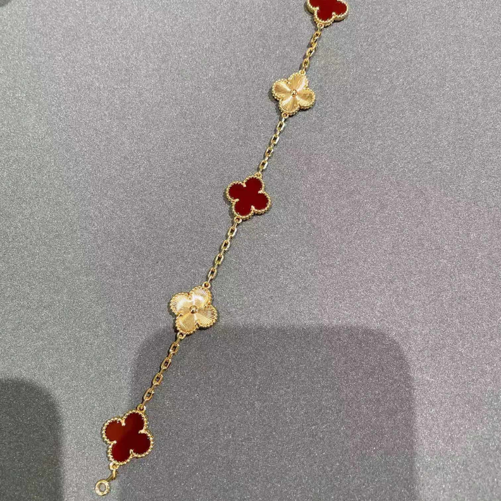 Clover Leaf Bracelet, 925 Silver, 18k Gold Plated - image 32 of 36