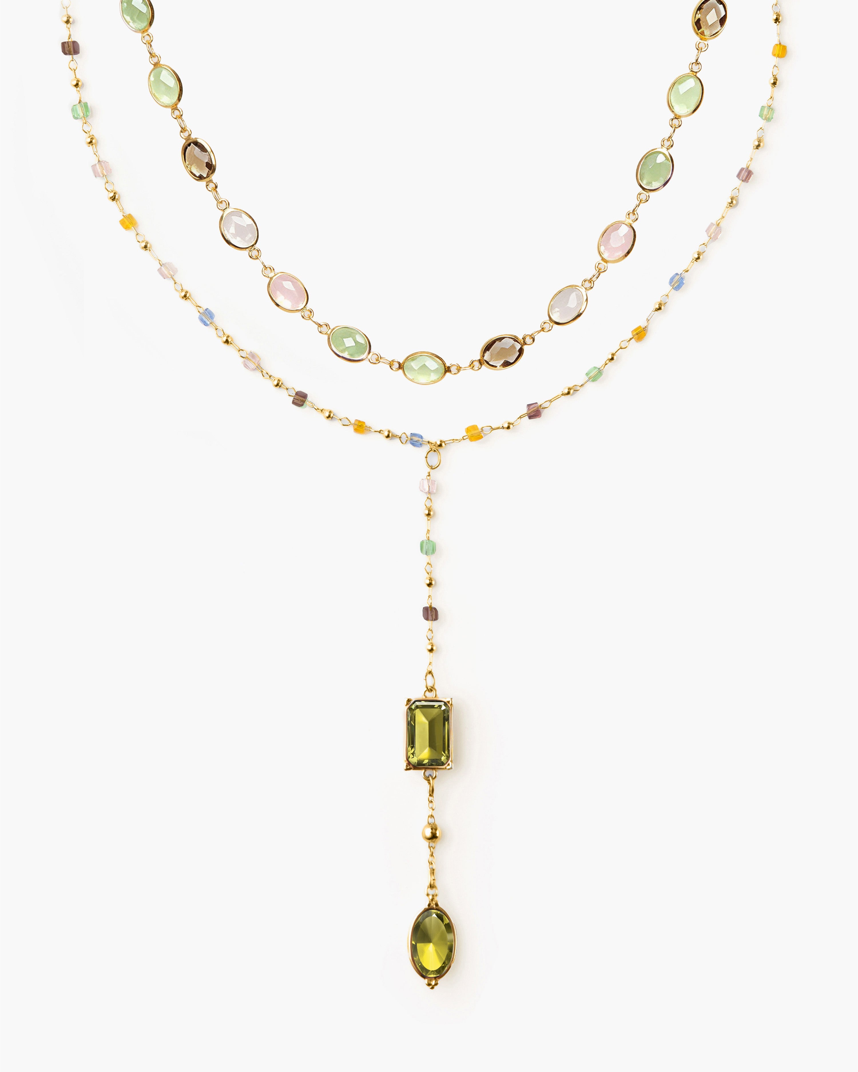 Celestial Lariat Pastel Bead Star Necklace