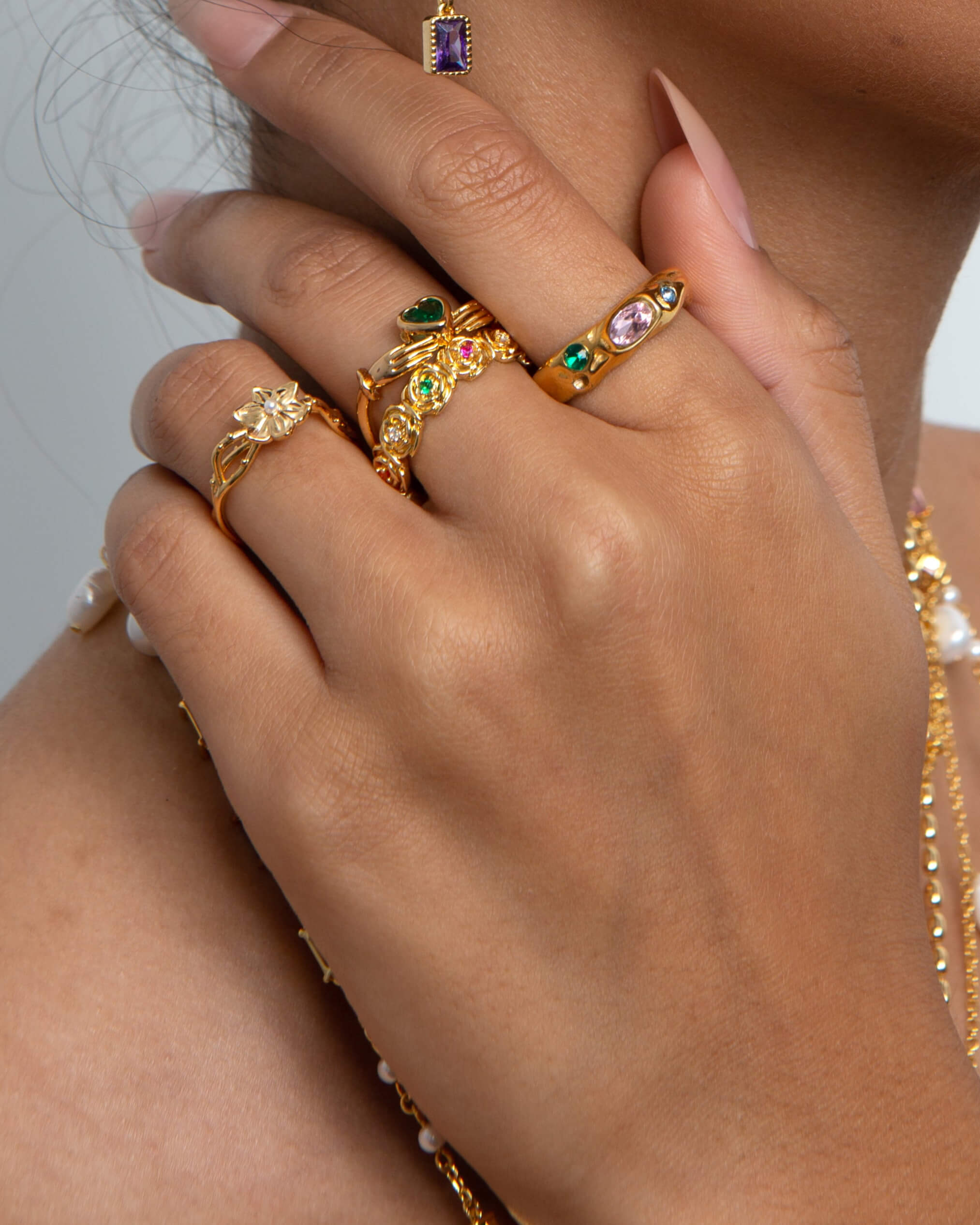 Gold Midday Gold-Tone Statement Cubic Zirconia Charm Ring