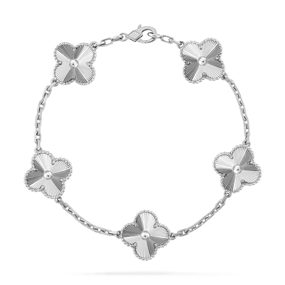 Clover Leaf Bracelet, 925 Silver, 18k Gold Plated - image 13 of 36
