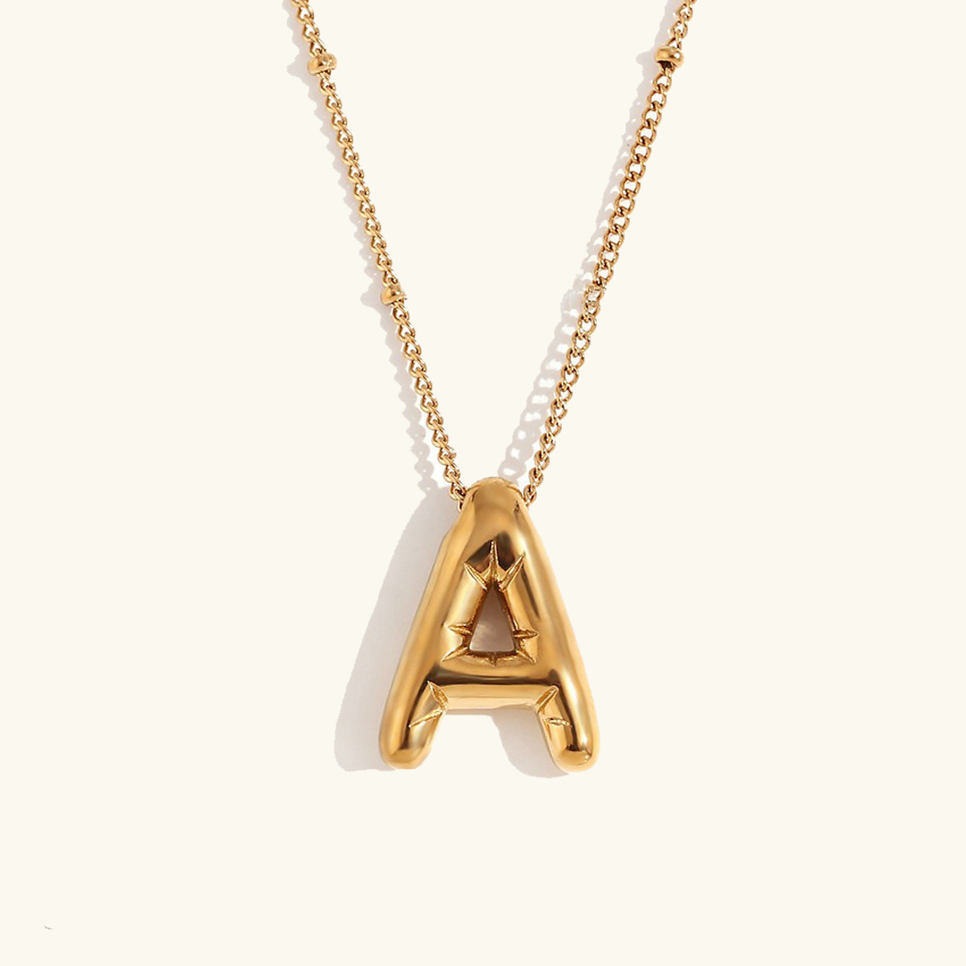 Balloon Initial 18K Gold-Plated Stainless Steel Necklace