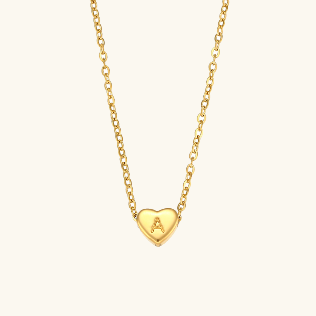 Heart Initial 18K Gold-Plated Stainless Steel Necklace