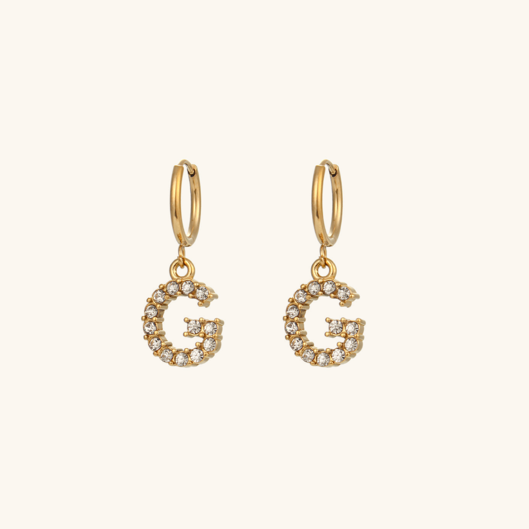 Wilhemina Initial Letter 18K Gold-Plated Stainless Steel Earrings