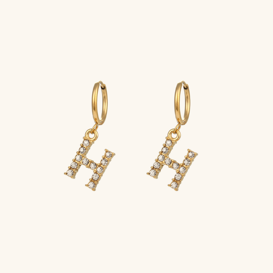 Wilhemina Initial Letter 18K Gold-Plated Stainless Steel Earrings