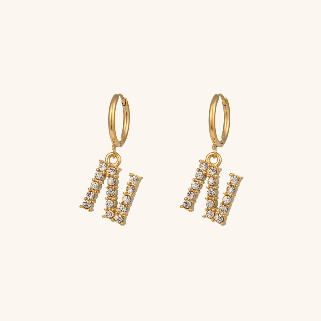 Wilhemina Initial Letter 18K Gold-Plated Stainless Steel Earrings