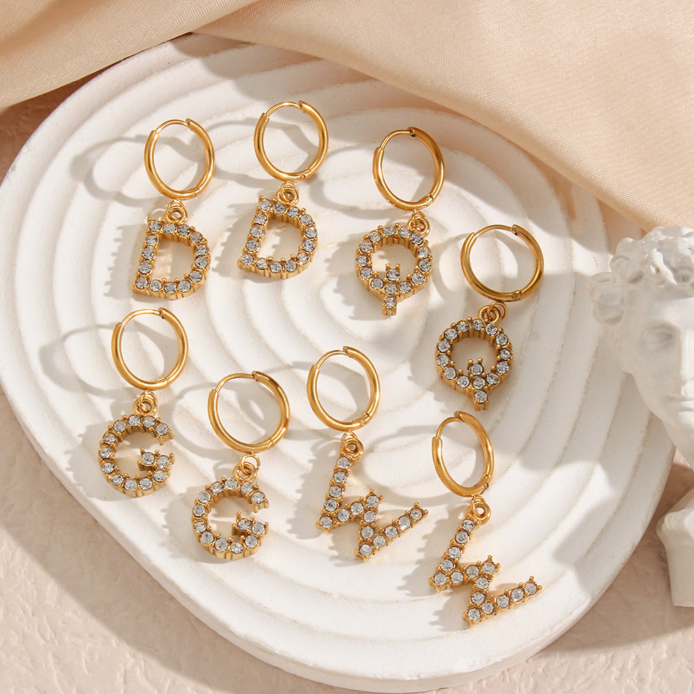 Wilhemina Initial Letter 18K Gold-Plated Stainless Steel Earrings