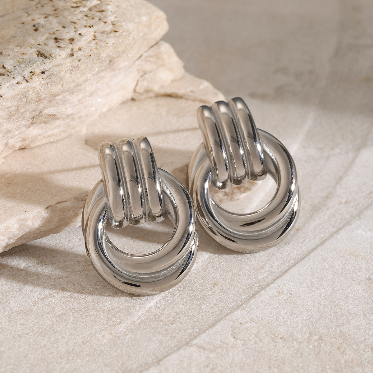 Luna Layered 18K Gold-Plated Stainless Steel Hoop Earrings
