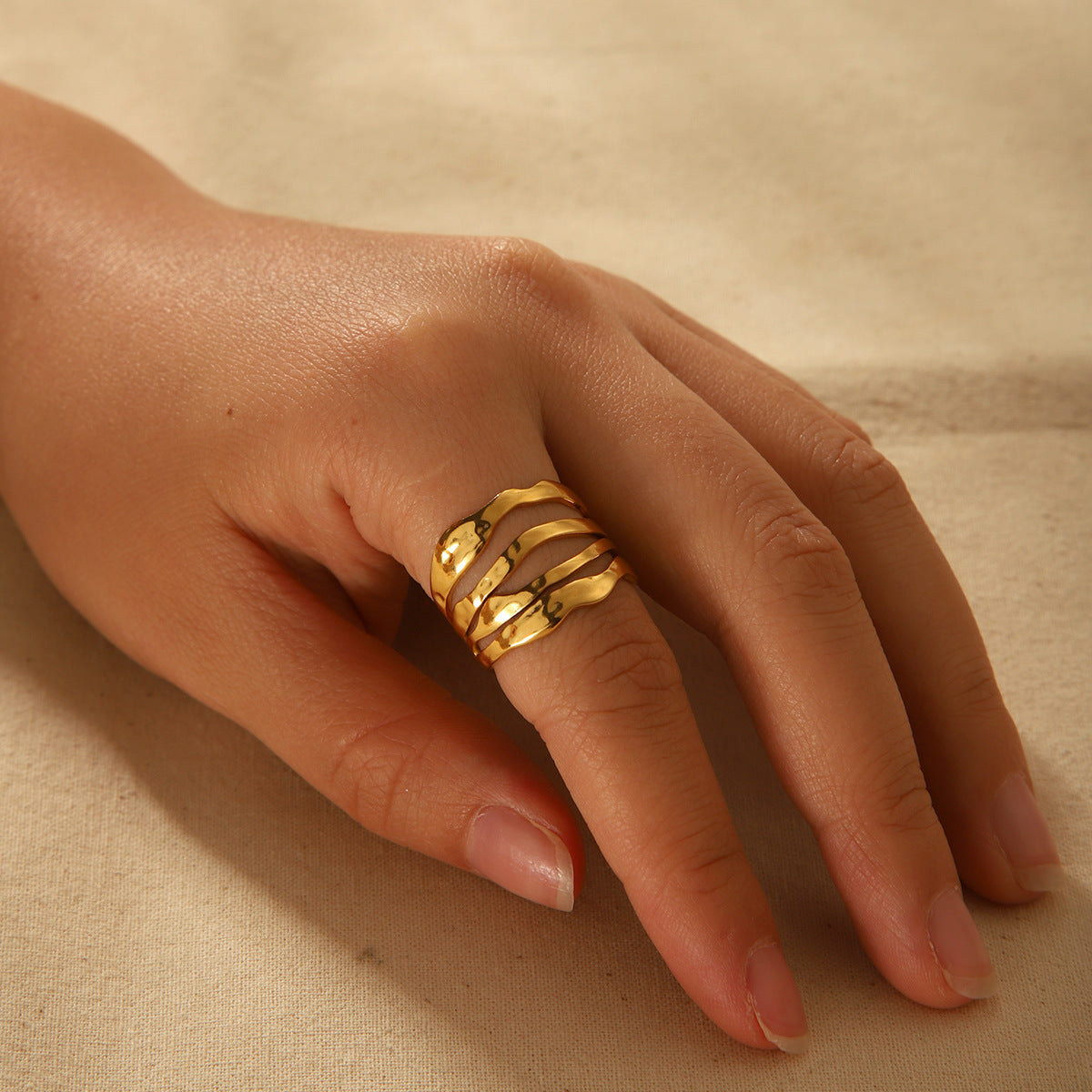 Cass 18K Gold-Plated Stainless Steel Ring
