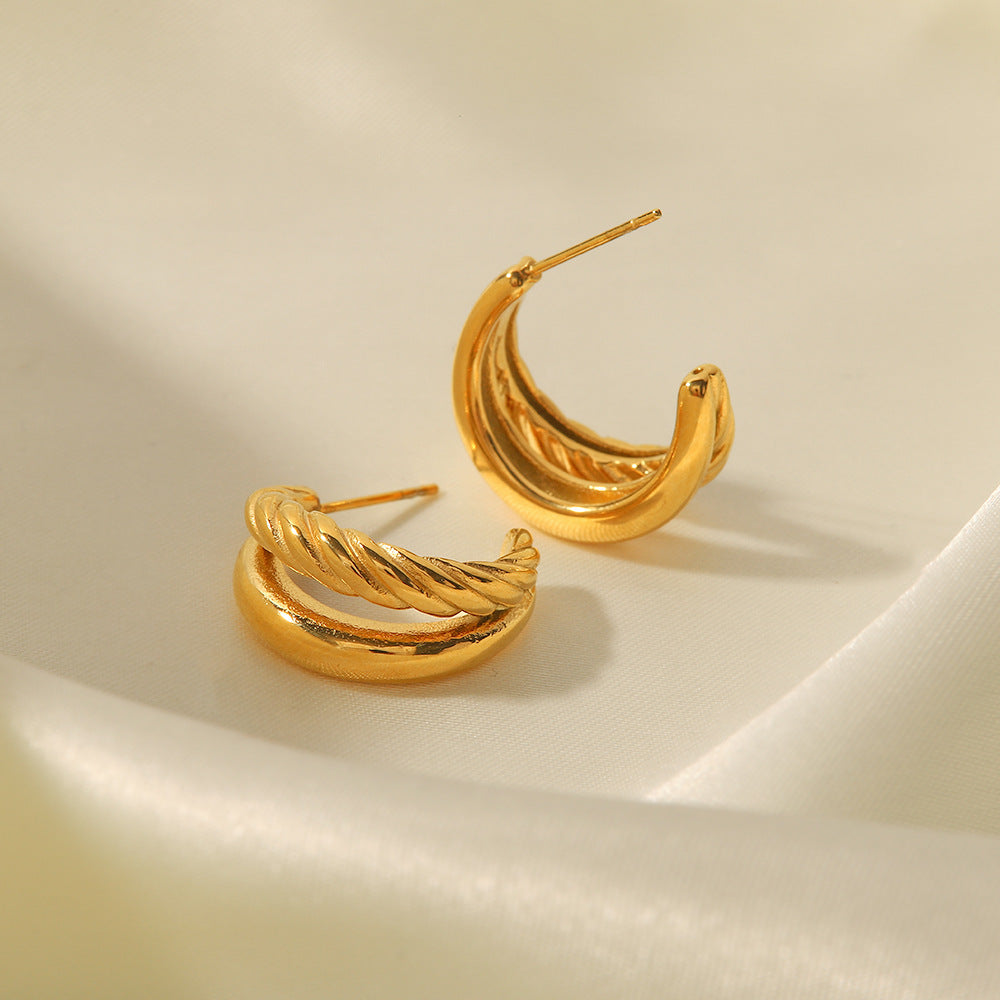 Cecilia Layered 18K Gold-Plated Stainless Steel Earrings