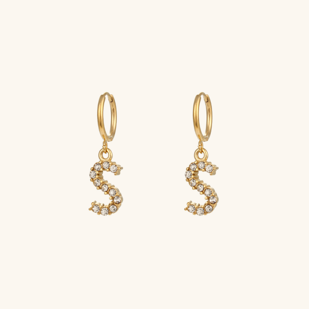 Wilhemina Initial Letter 18K Gold-Plated Stainless Steel Earrings
