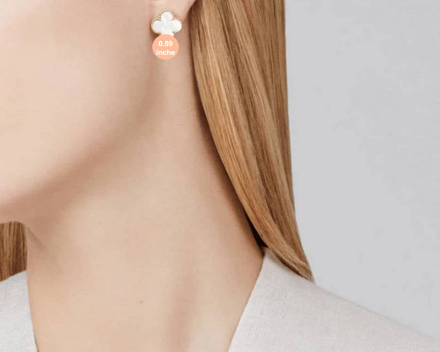 Clover Leaf Earstuds,925 Silver, 18K Gold Plated - image 16 of 19