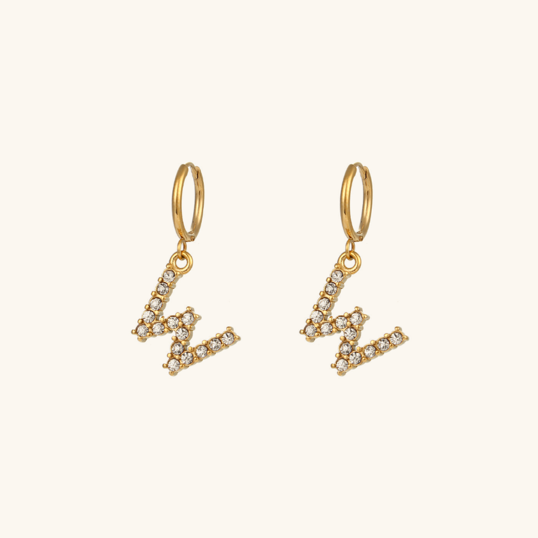 Wilhemina Initial Letter 18K Gold-Plated Stainless Steel Earrings