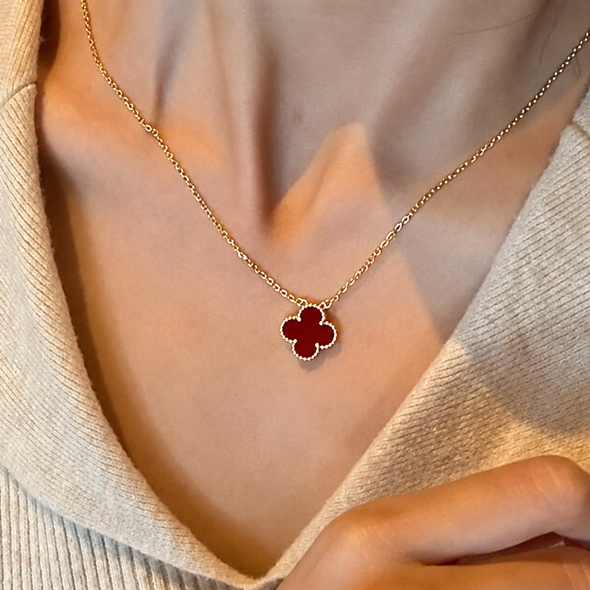 Clover Leaf Pendant Necklace in 18K Gold Plated Silver - image 22 of 22