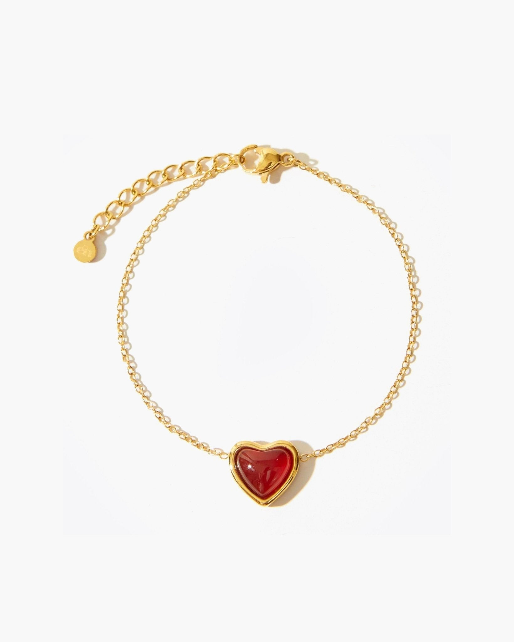 Carnelian Stone Heart Bracelet