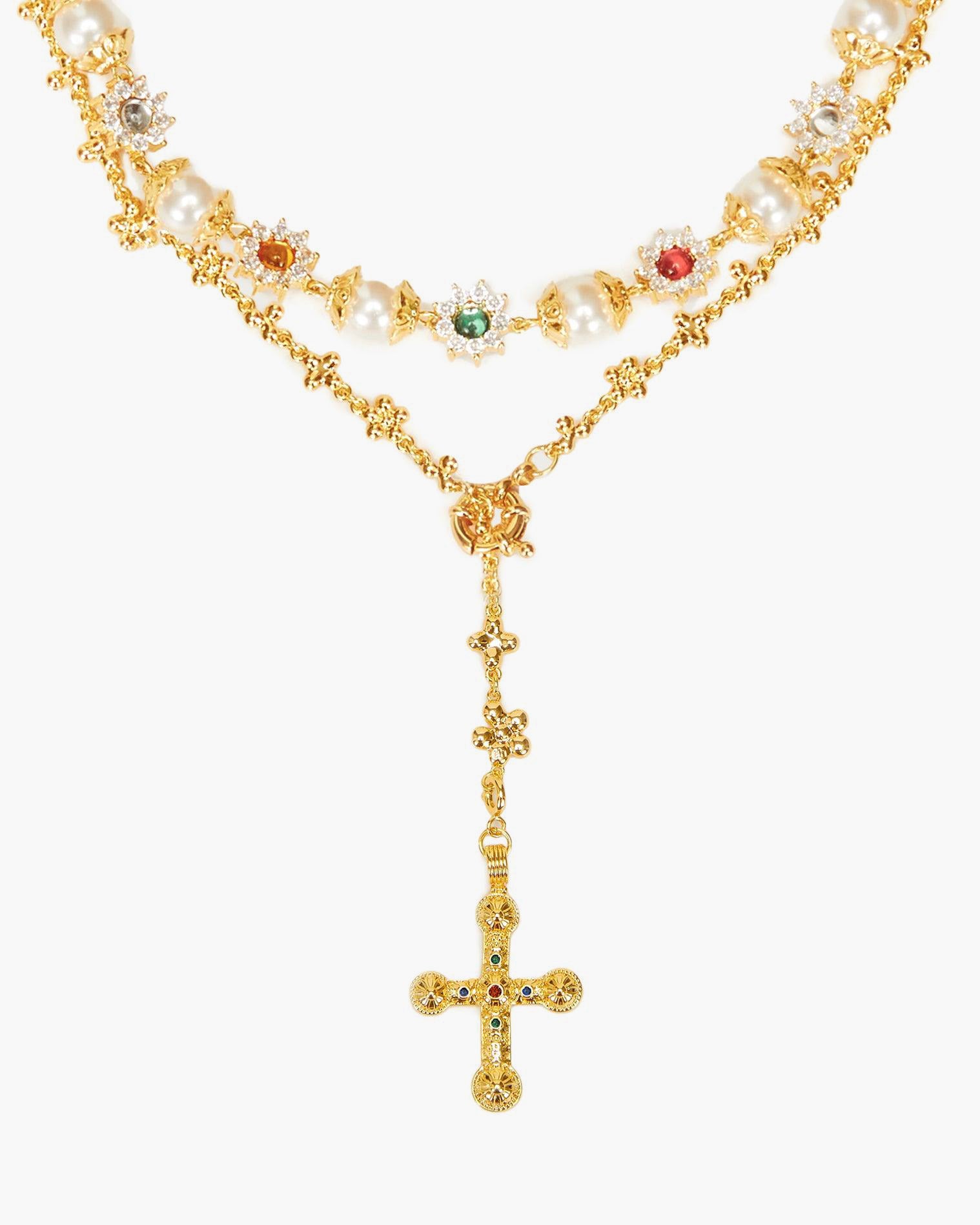 Daisy Molecule Pearl Necklace Set