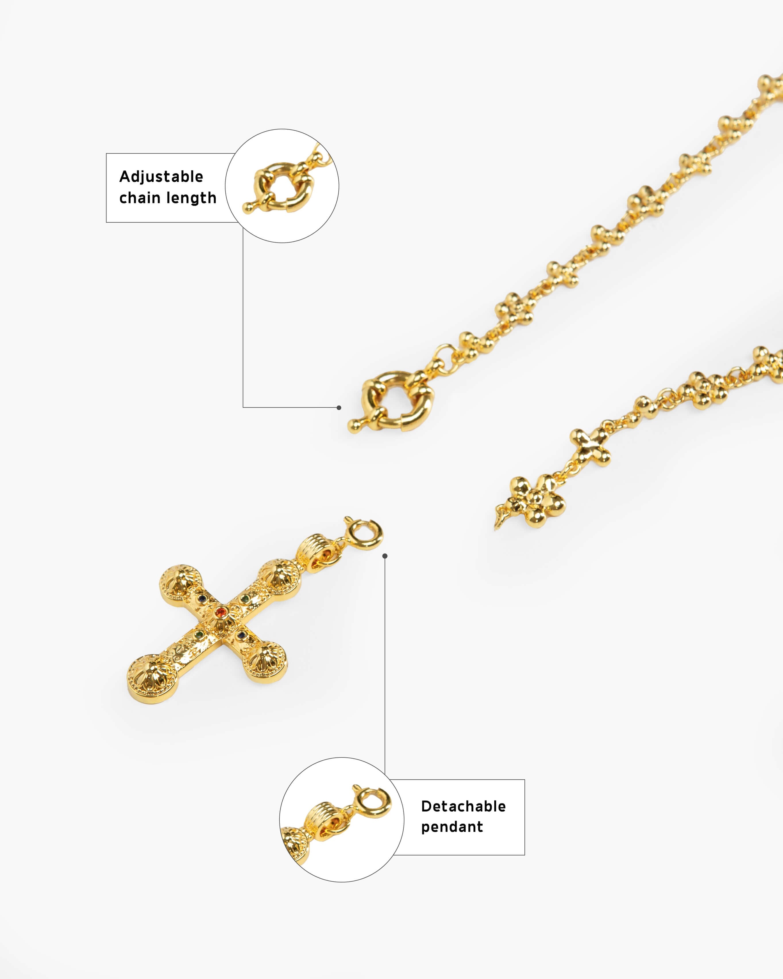 Daisy Molecule Cross Charm Chain
