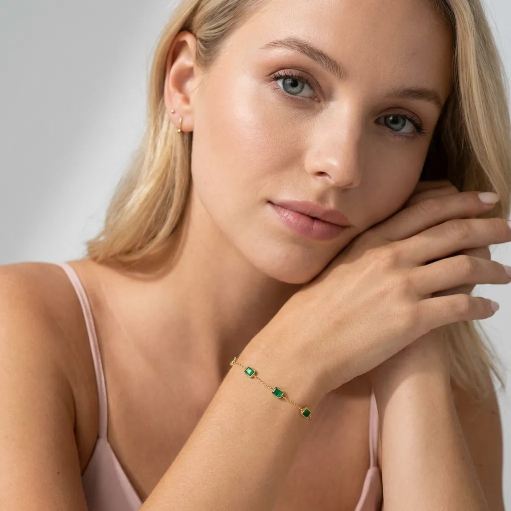 Francia Green 18K Gold-Plated Stainless Steel Bracelet