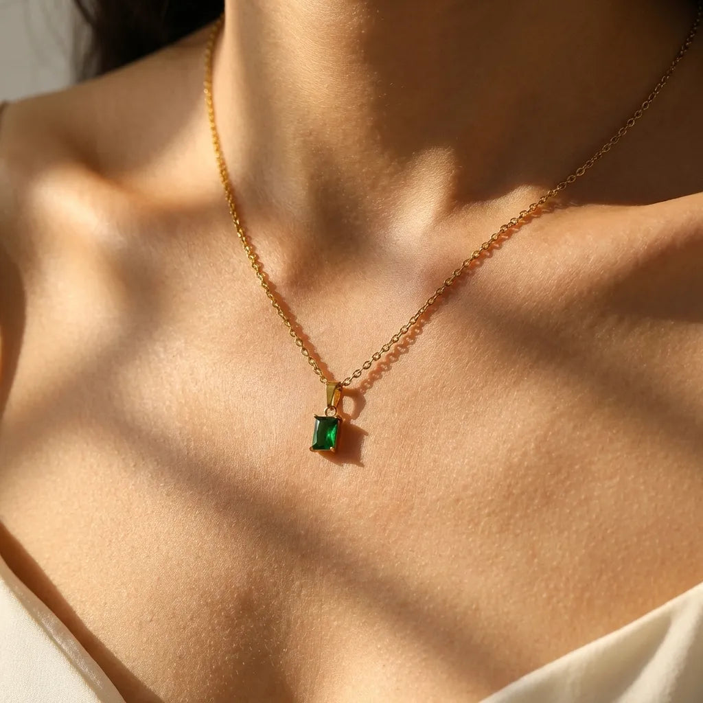 Jasmine Green Stainless Steel Necklace