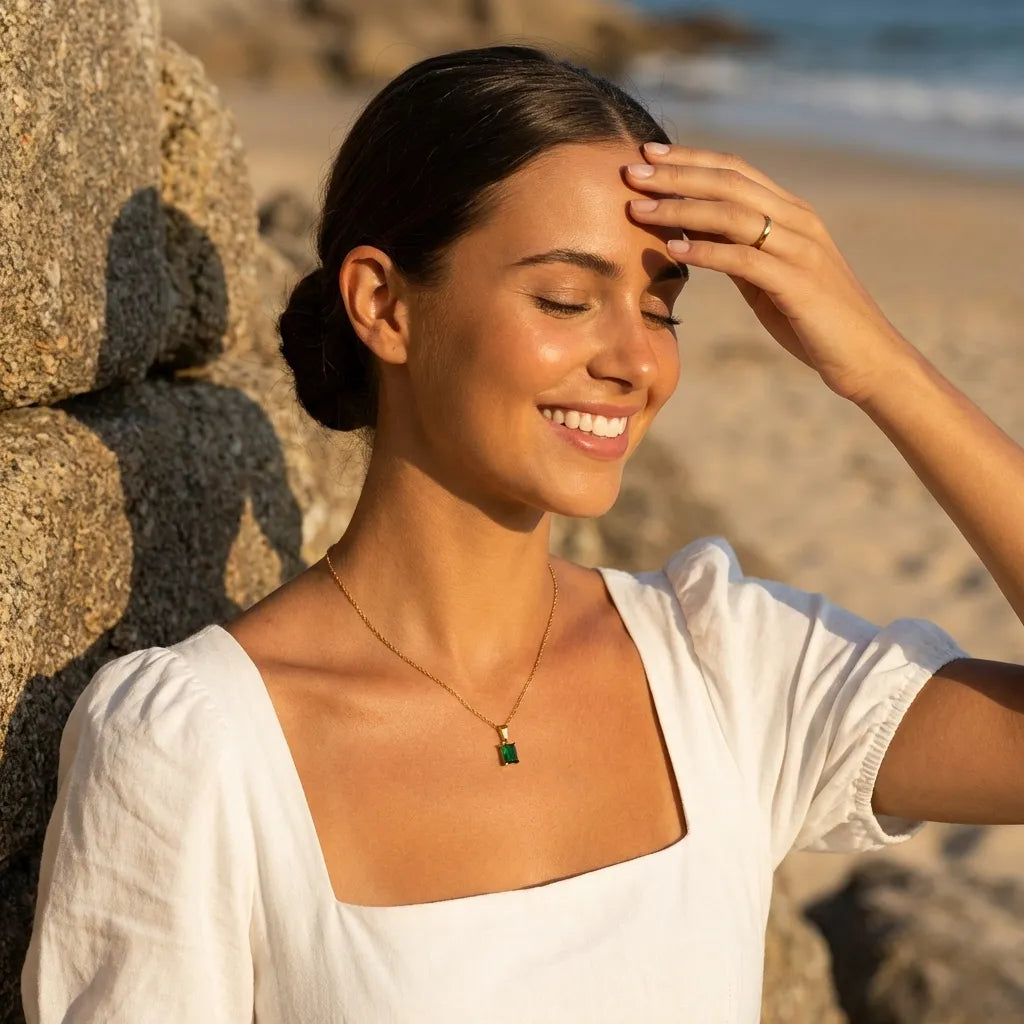 Jasmine Green Stainless Steel Necklace
