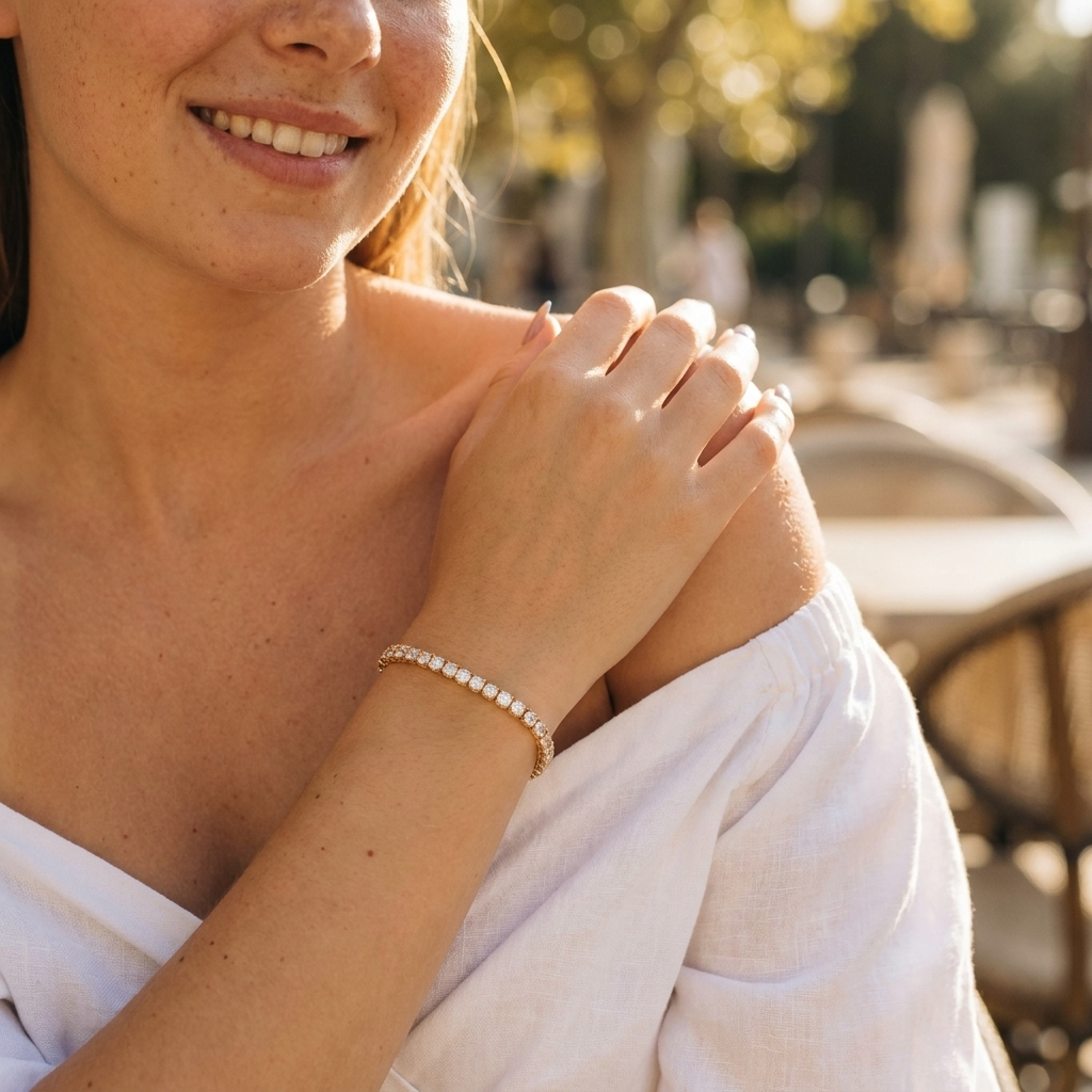 Lillian Tennis 18K Gold-Plated Stainless Steel Bracelet