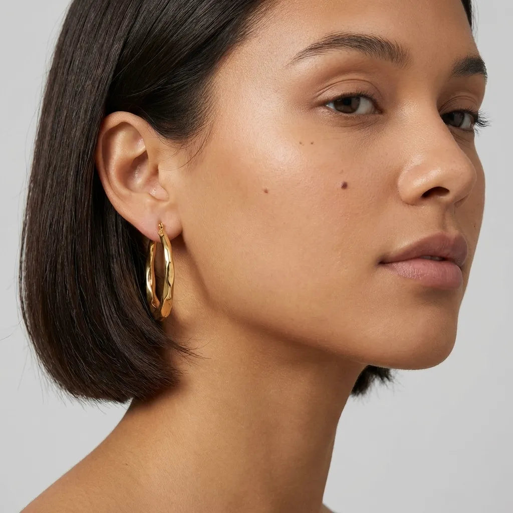 Aire 18K Gold-Plated Stainless Steel Hoop Earrings