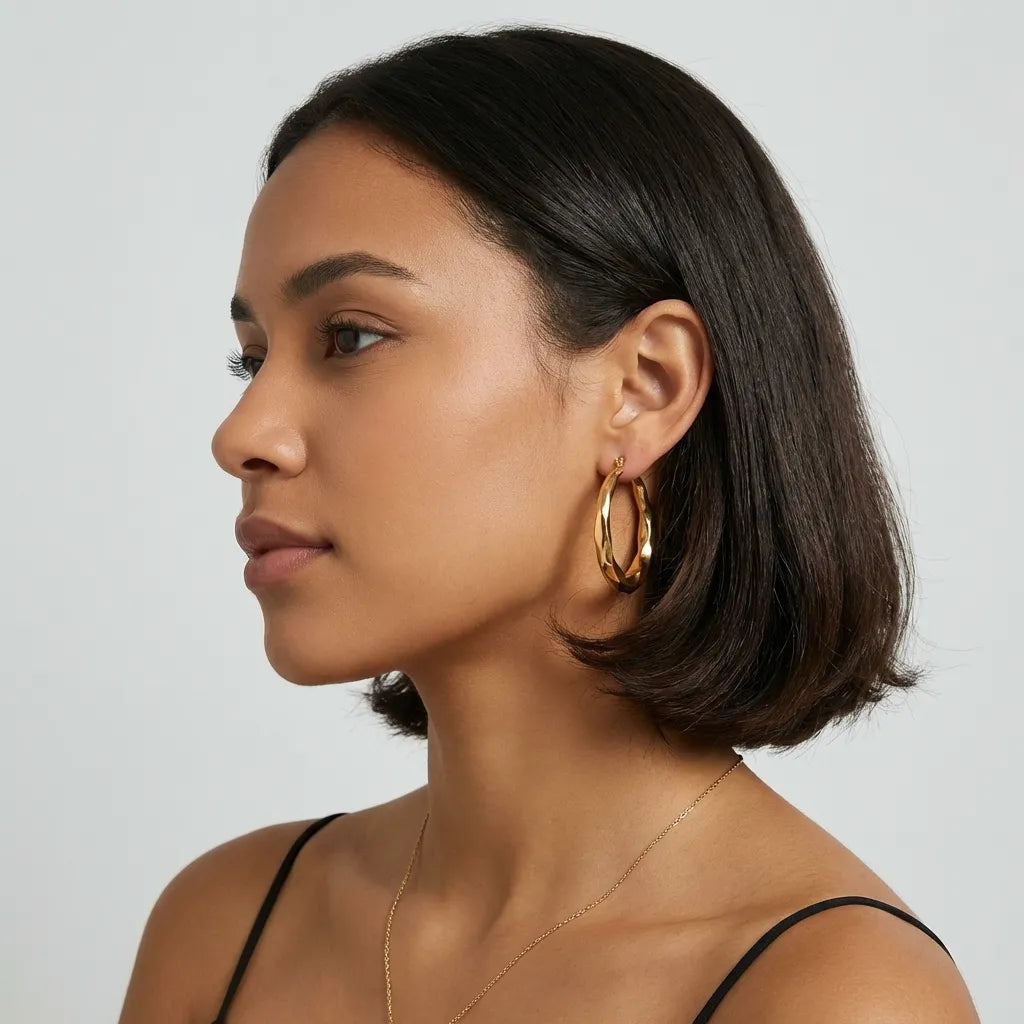 Aire 18K Gold-Plated Stainless Steel Hoop Earrings