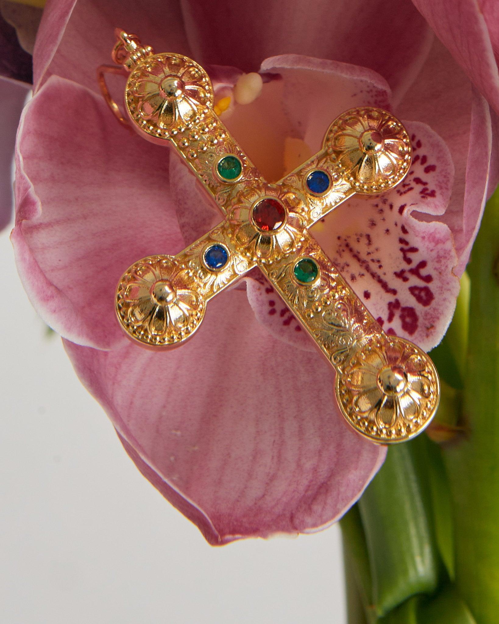 Daisy Molecule Cross Charm Chain