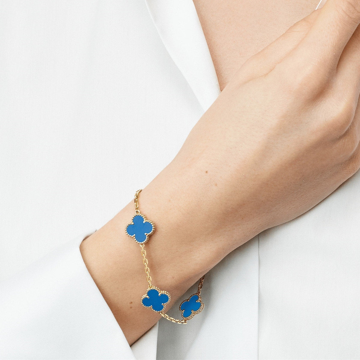 Clover Leaf Bracelet, 925 Silver, 18k Gold Plated - image 10 of 36