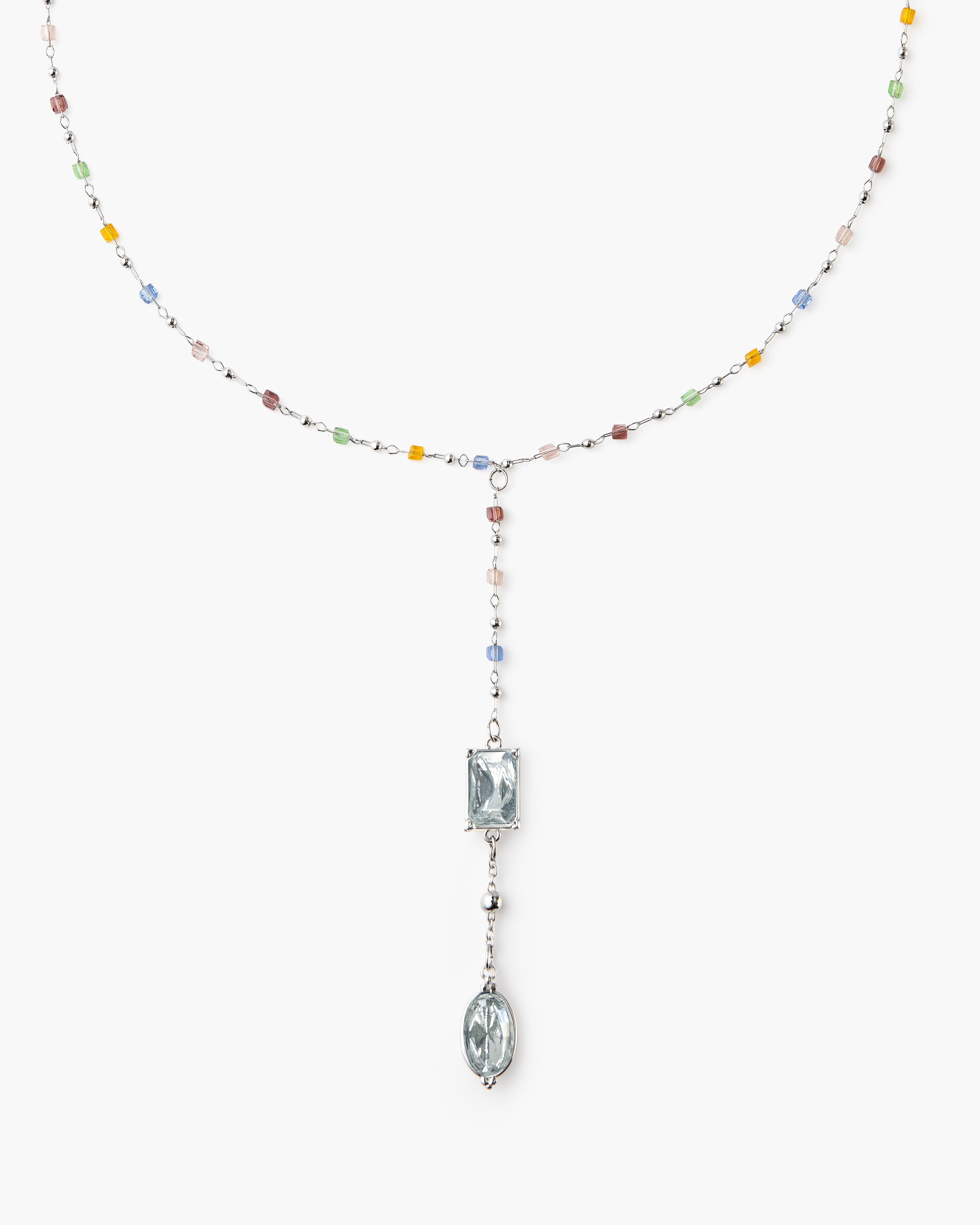 Celestial Lariat Pastel Bead Star Necklace