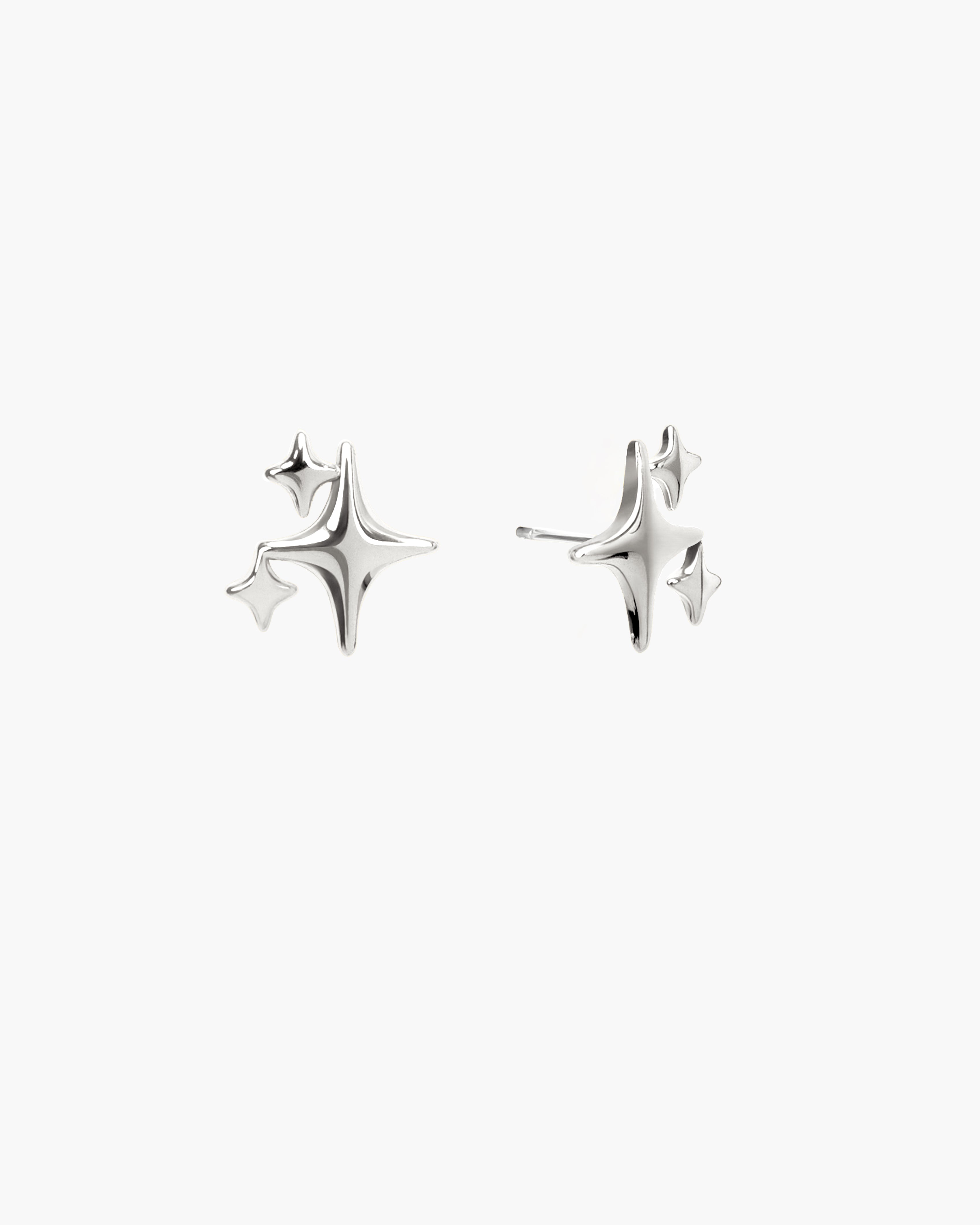 Sparkle Silver-Tone Star Stud Earrings