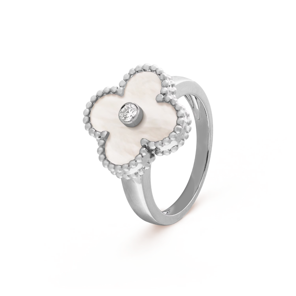 Clover Leaf Ring,925 Silver, 18k Gold Plated - image 16 of 19