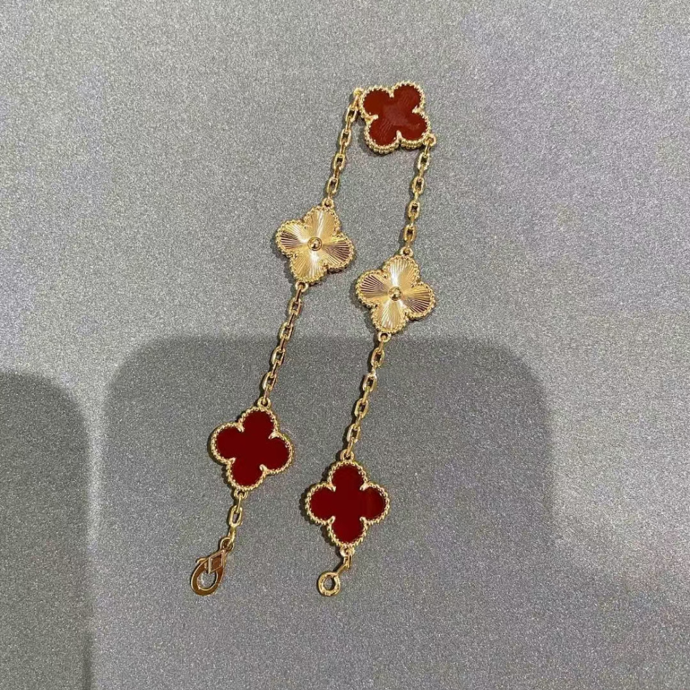 Clover Leaf Bracelet, 925 Silver, 18k Gold Plated - image 31 of 36