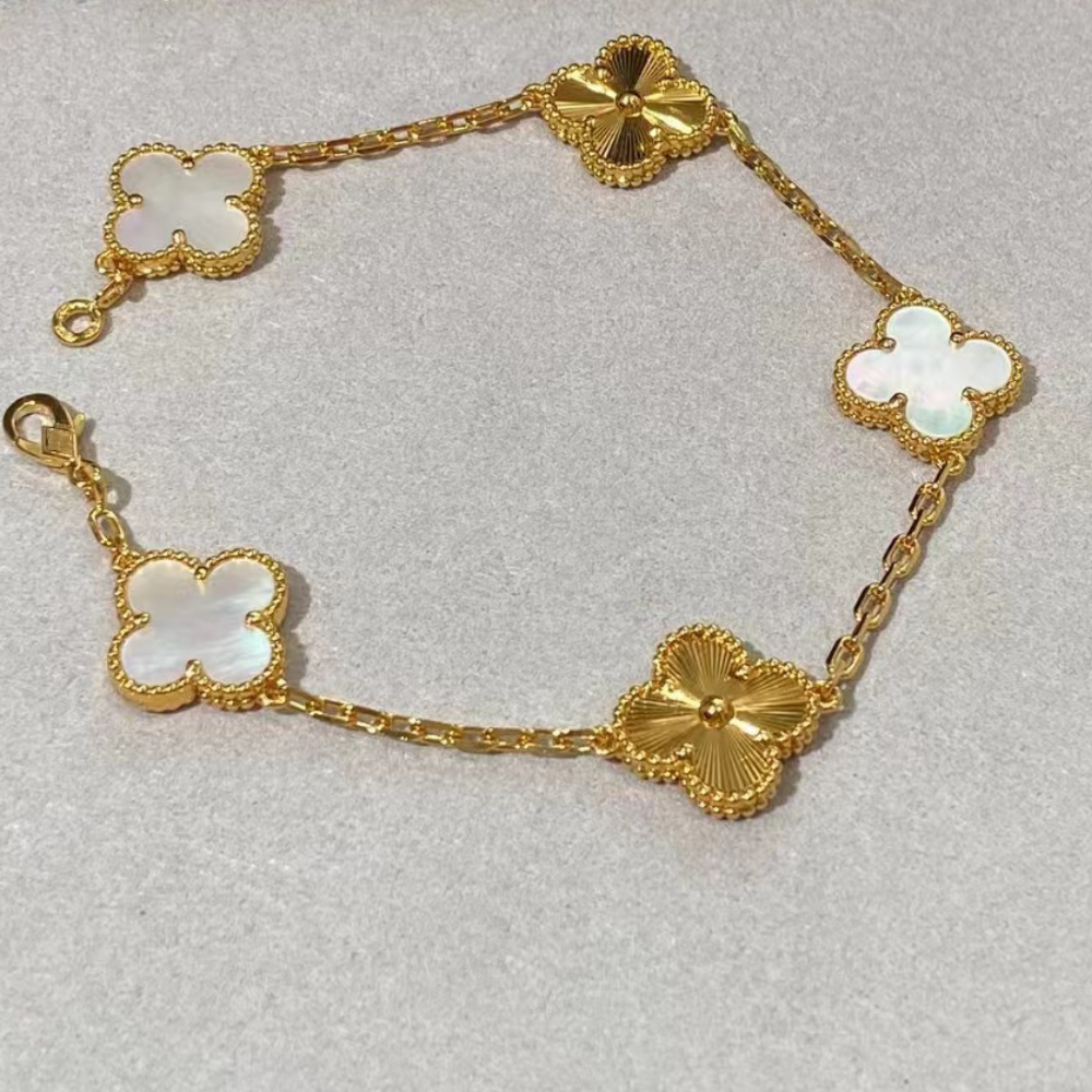 Clover Leaf Bracelet, 925 Silver, 18k Gold Plated - image 34 of 36