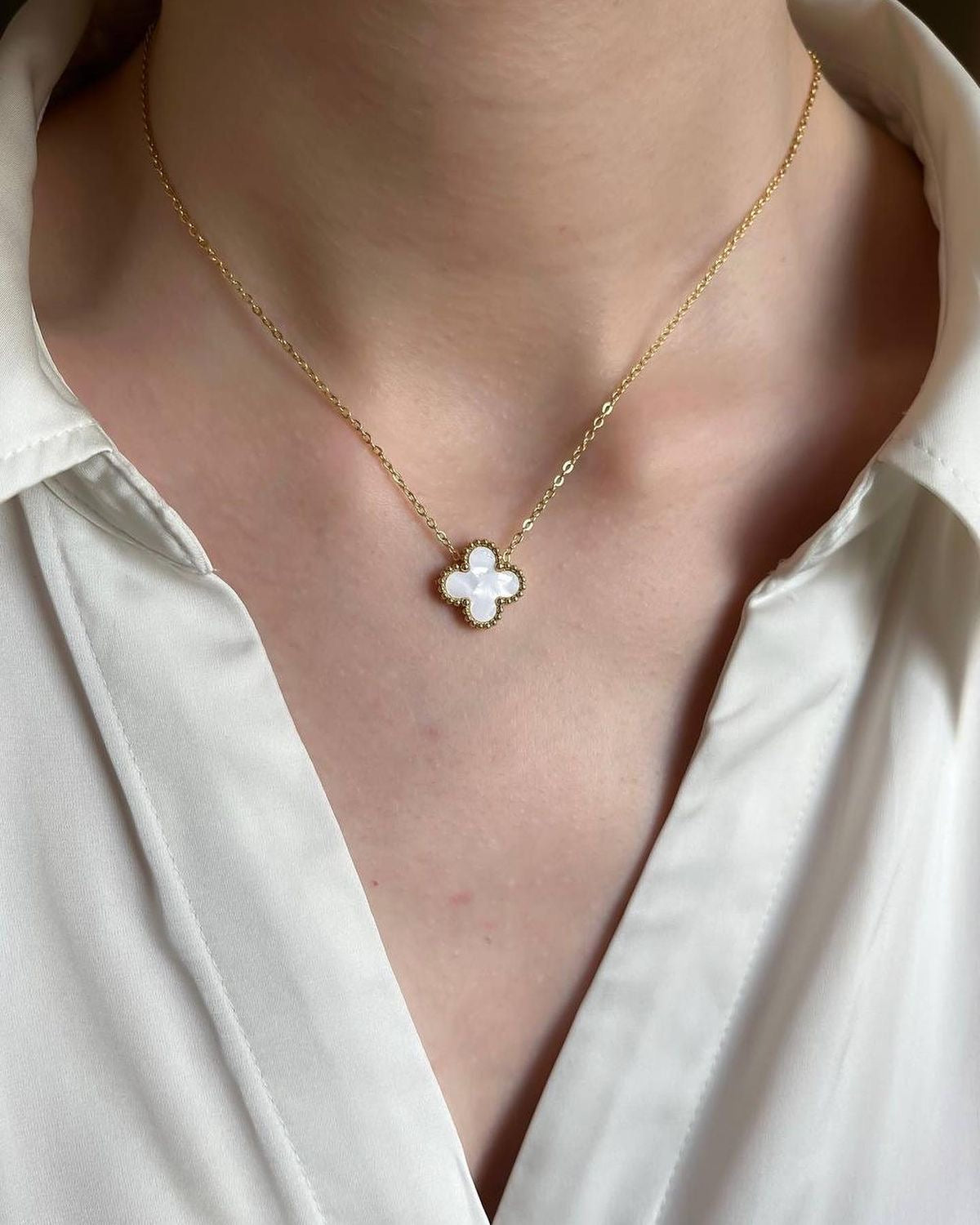 Clover Leaf Pendant Necklace in 18K Gold Plated Silver - image 20 of 22
