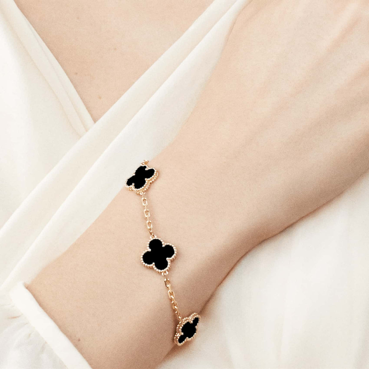 Clover Leaf Bracelet, 925 Silver, 18k Gold Plated - image 2 of 36