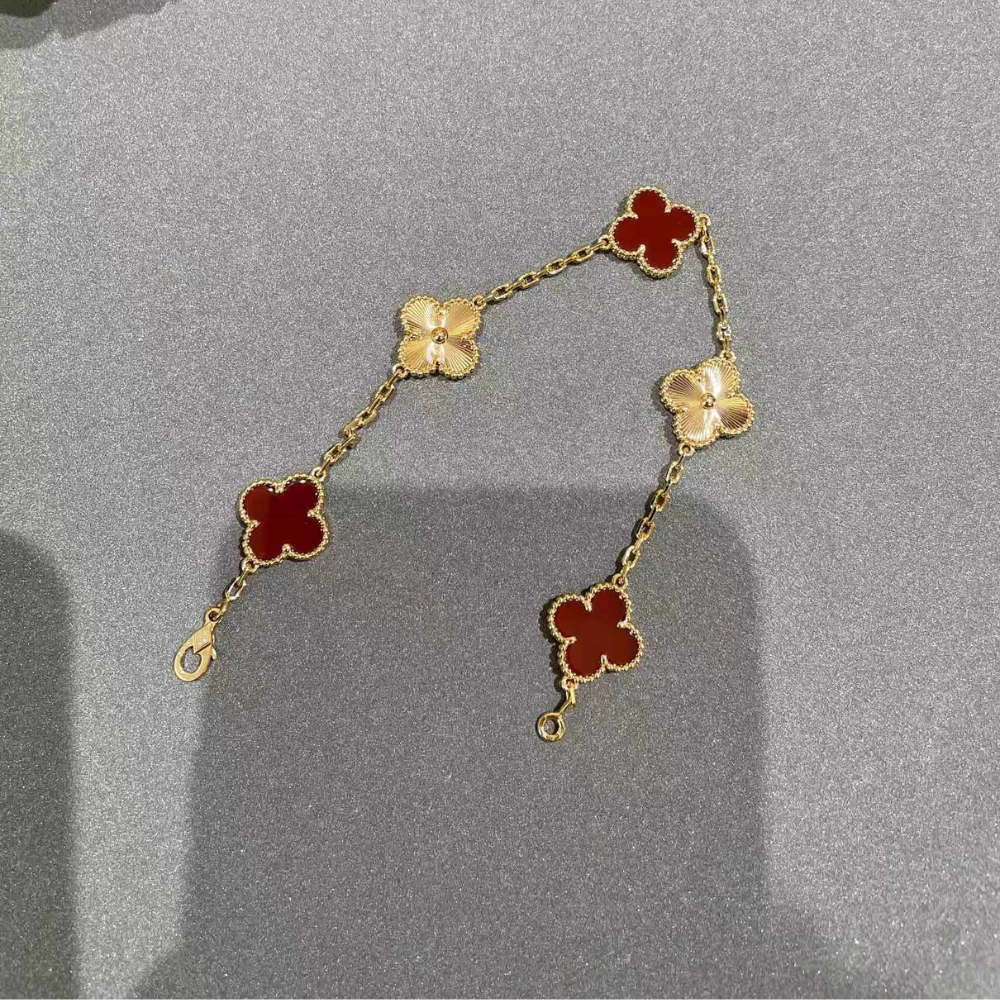 Clover Leaf Bracelet, 925 Silver, 18k Gold Plated - image 33 of 36
