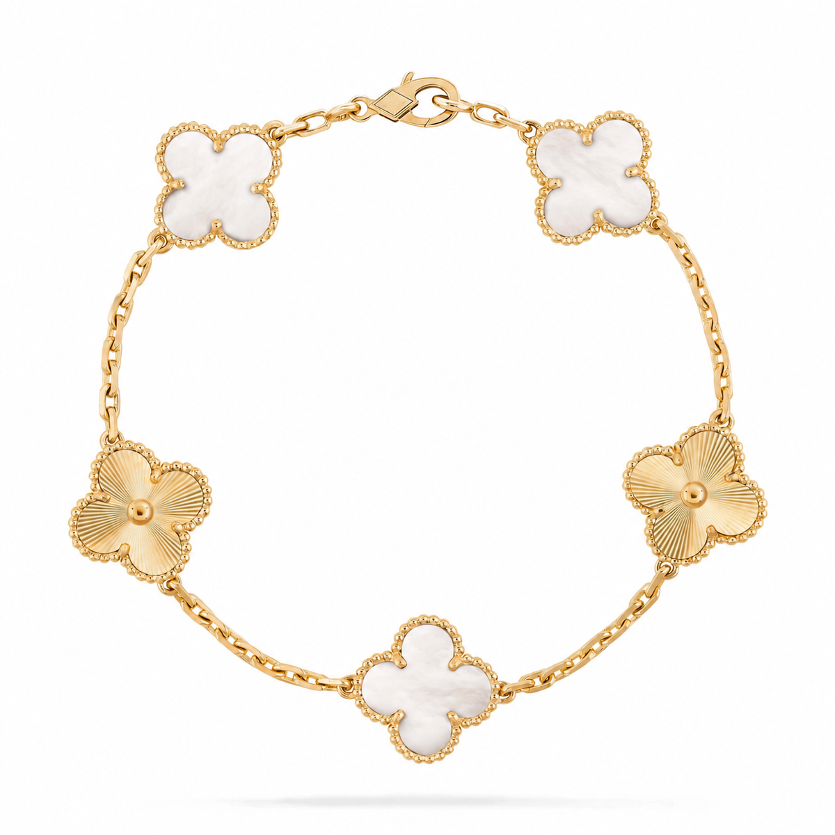 Clover Leaf Bracelet, 925 Silver, 18k Gold Plated