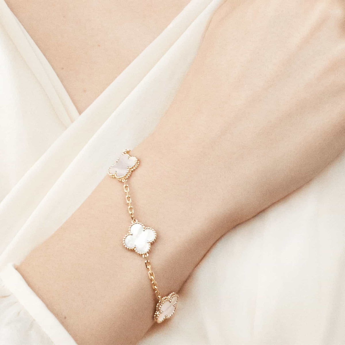 Clover Leaf Bracelet, 925 Silver, 18k Gold Plated - image 4 of 36