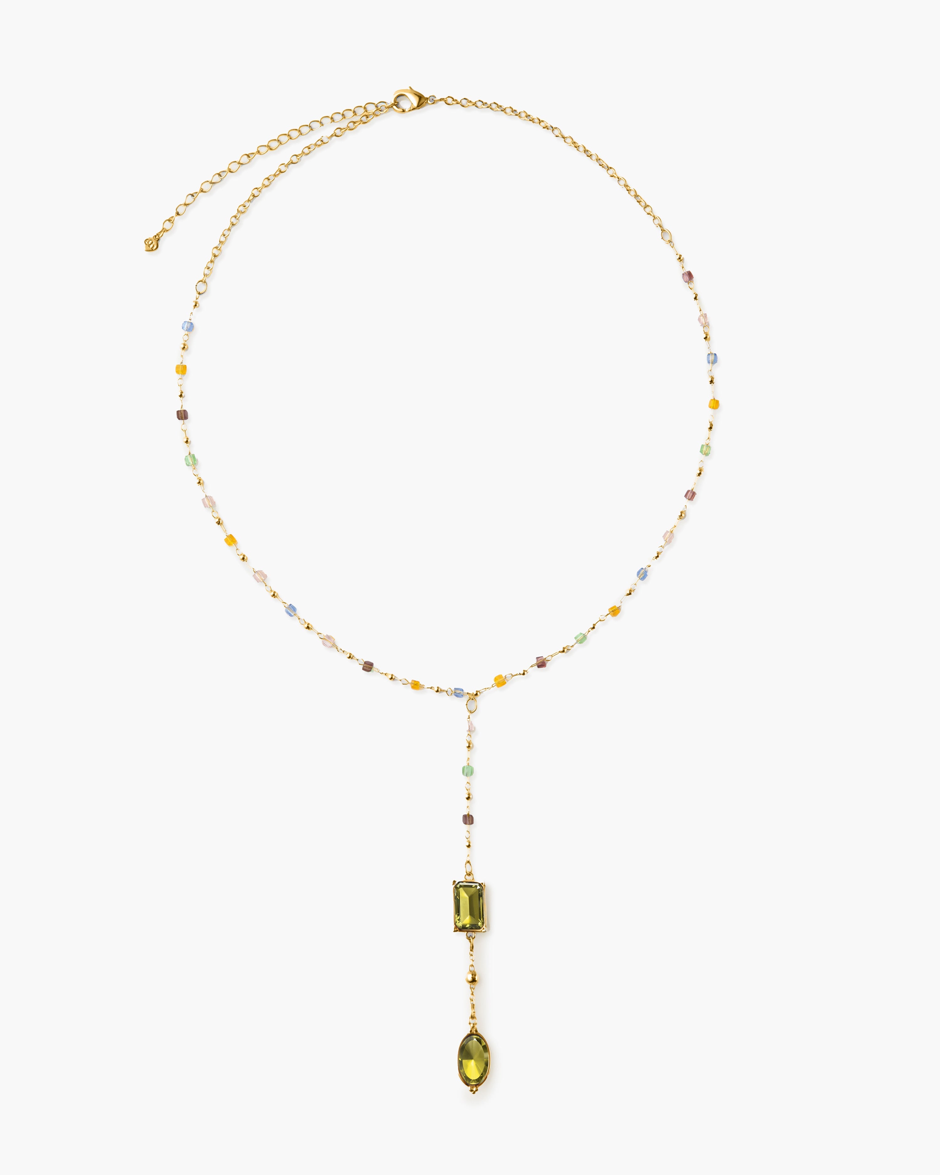 Celestial Lariat Pastel Bead Star Necklace