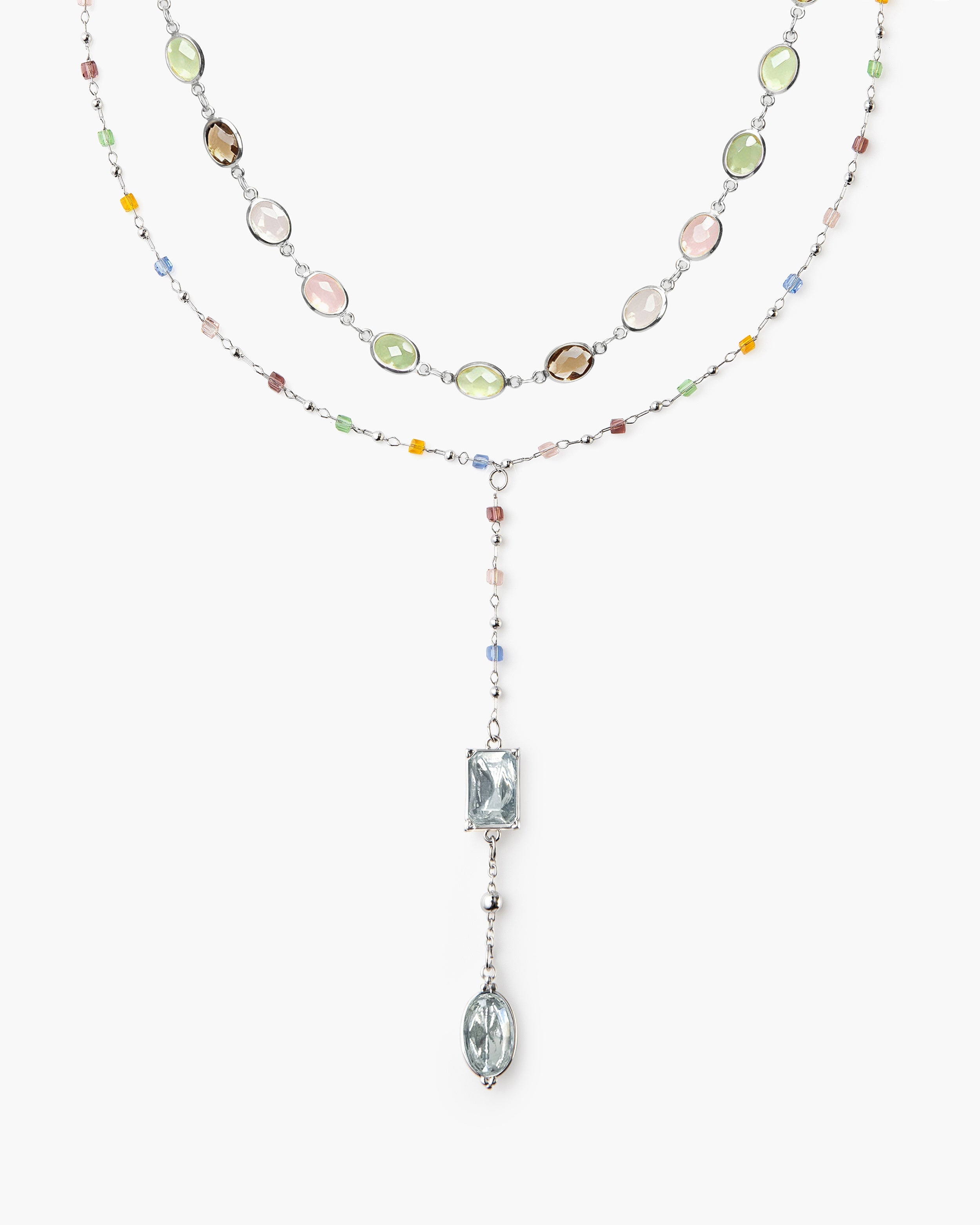 Celestial Lariat Pastel Bead Star Necklace