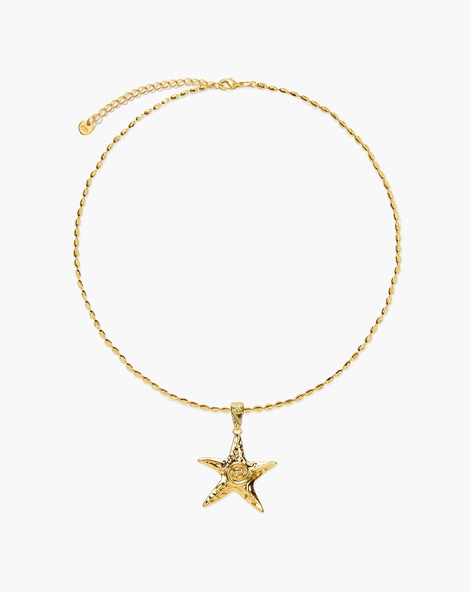 Gold Starfish Gold-Tone Wave Charm Necklace