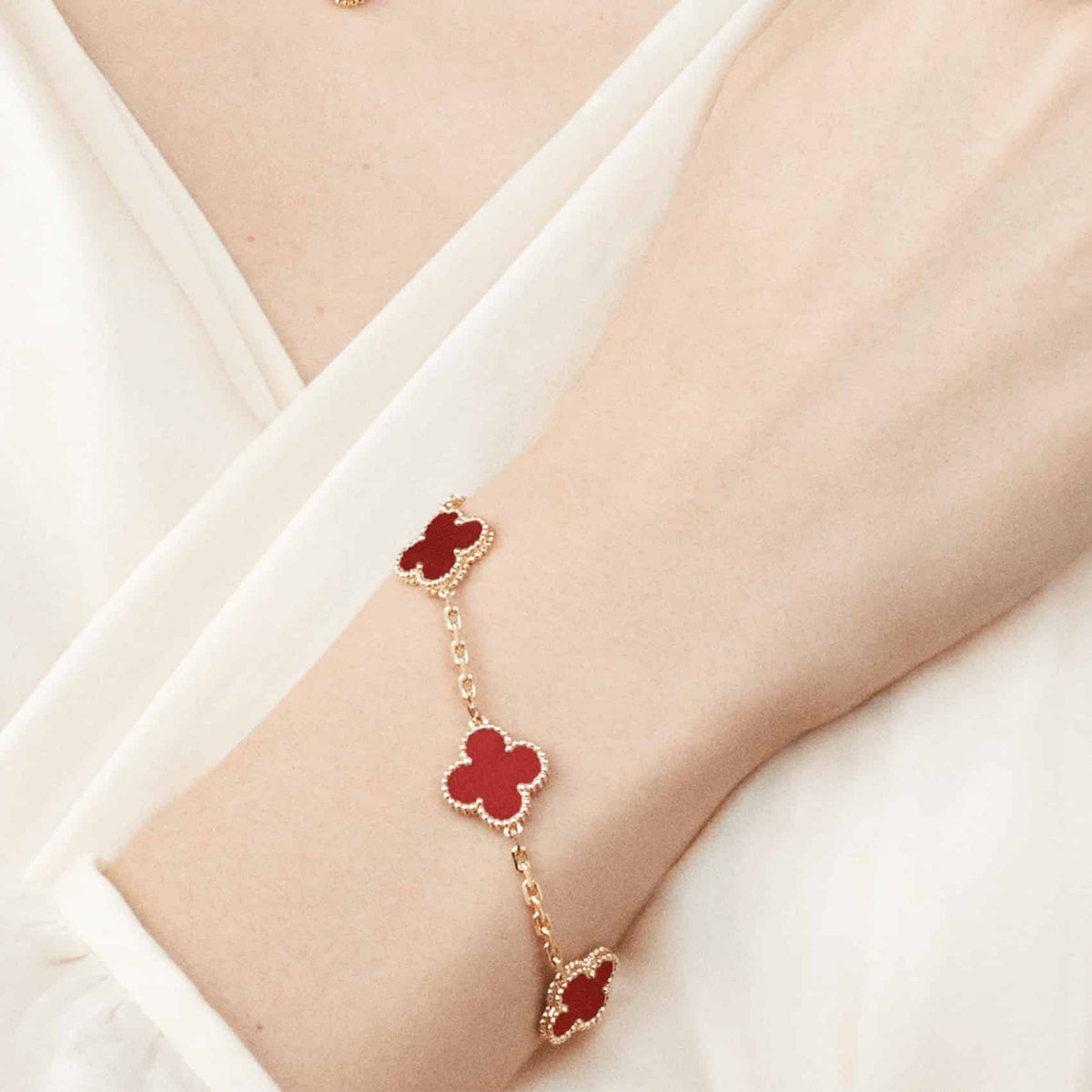 Clover Leaf Bracelet, 925 Silver, 18k Gold Plated - image 6 of 36