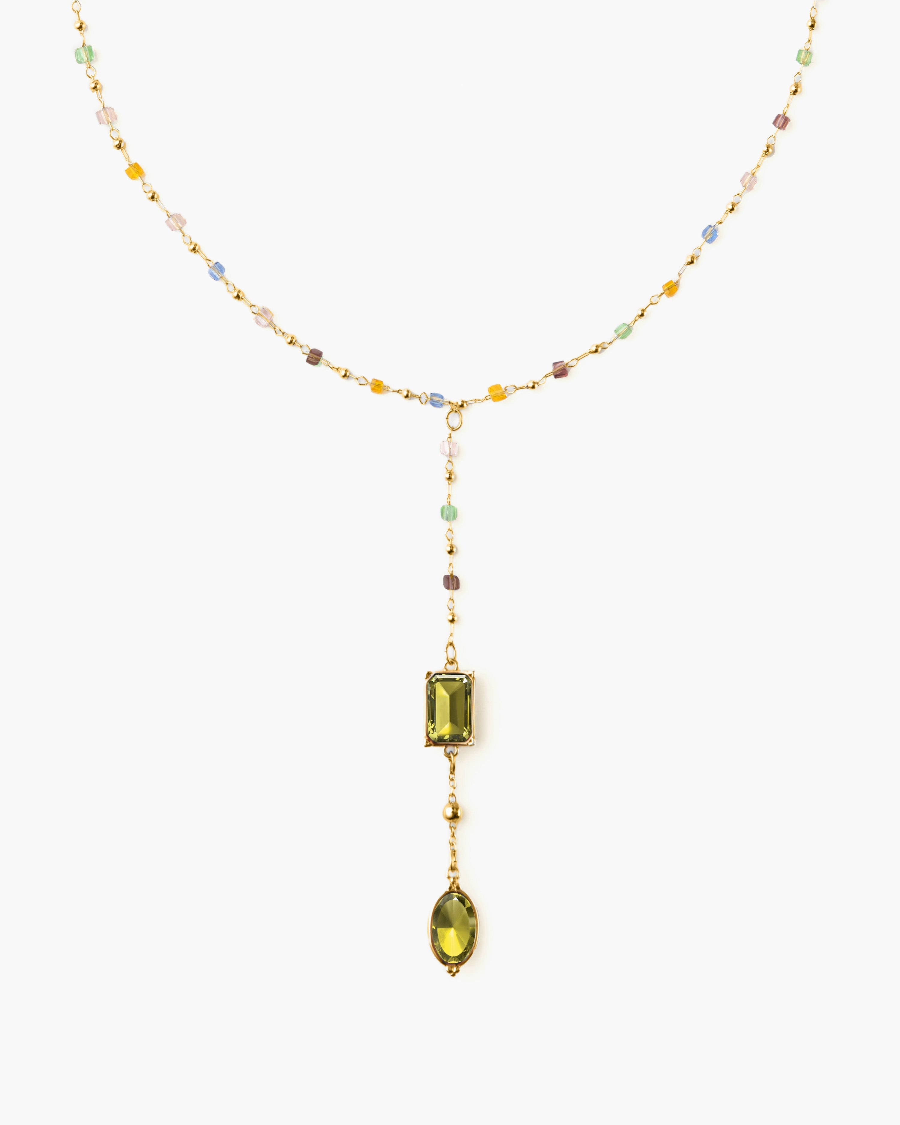 Celestial Lariat Pastel Bead Star Necklace