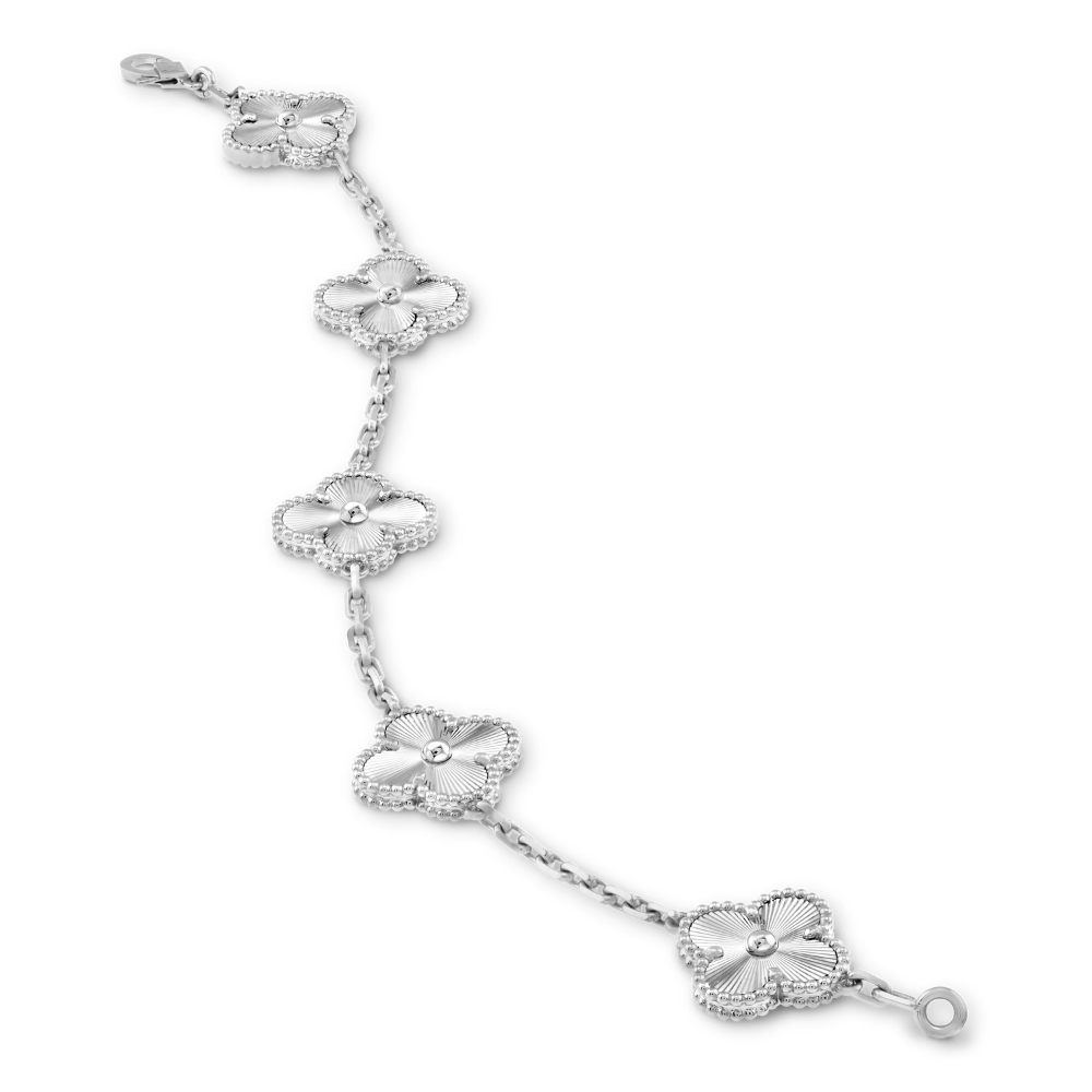 Clover Leaf Bracelet, 925 Silver, 18k Gold Plated - image 15 of 36