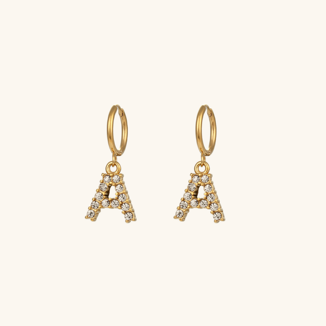 Wilhemina Initial Letter 18K Gold-Plated Stainless Steel Earrings
