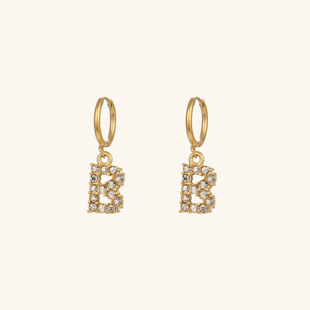 Wilhemina Initial Letter 18K Gold-Plated Stainless Steel Earrings
