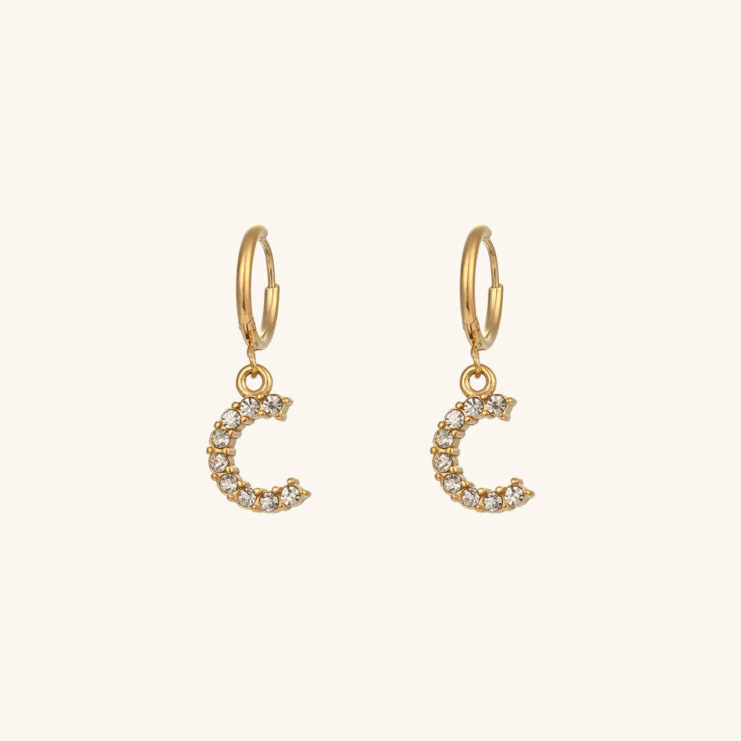 Wilhemina Initial Letter 18K Gold-Plated Stainless Steel Earrings