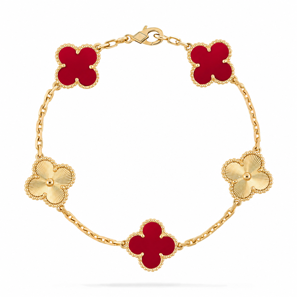 Clover Leaf Bracelet, 925 Silver, 18k Gold Plated